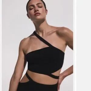 NWT Cult Gaia SANURA KNIT TOP - BLACK Large Revolve